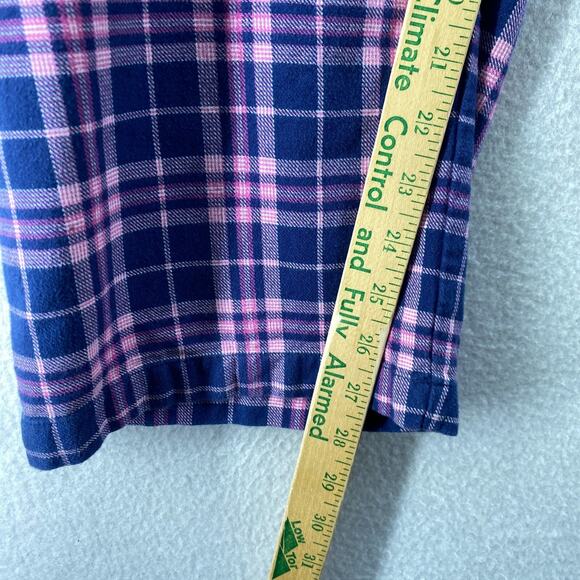 BONSOIR Pajama Set Womens M Flannel Brushed Cotton Plaid Shirt Pants Purple - Picture 13 of 14